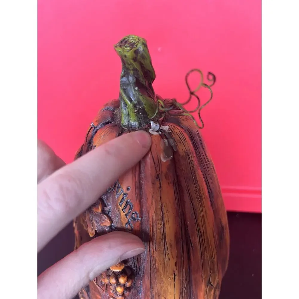 Resin Carved Pilgrim Pumpkin Vintage Thanksgiving